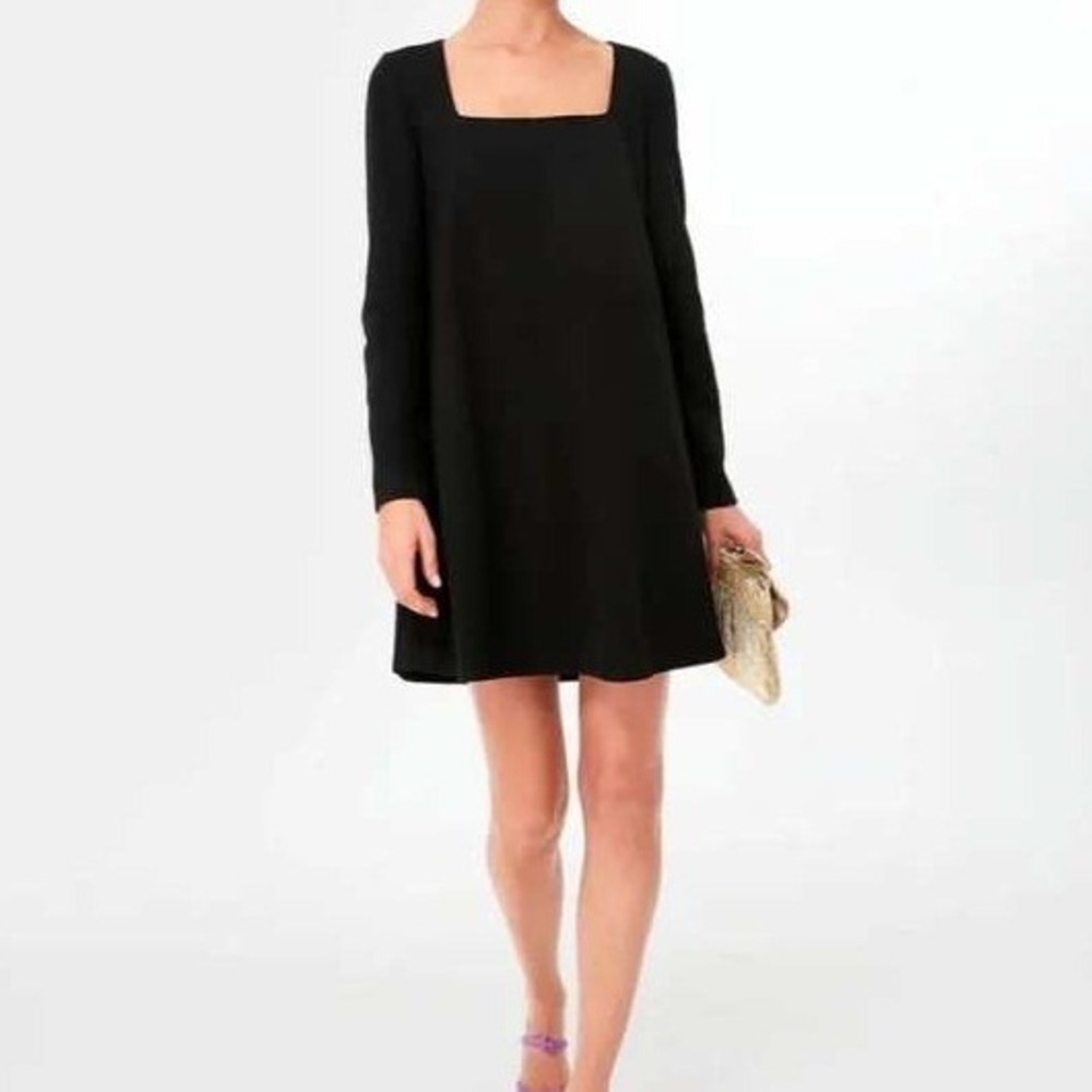 Tuckernuck Black Square-Neck Long-Sleeve A-Line Mini Dress
